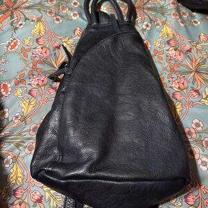 Free People Black Leather Backpack